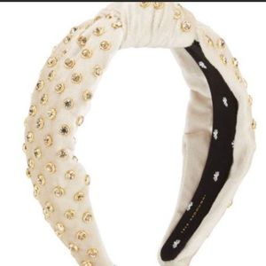 Lele Sadoughi Victoria ivory crystal knot headband